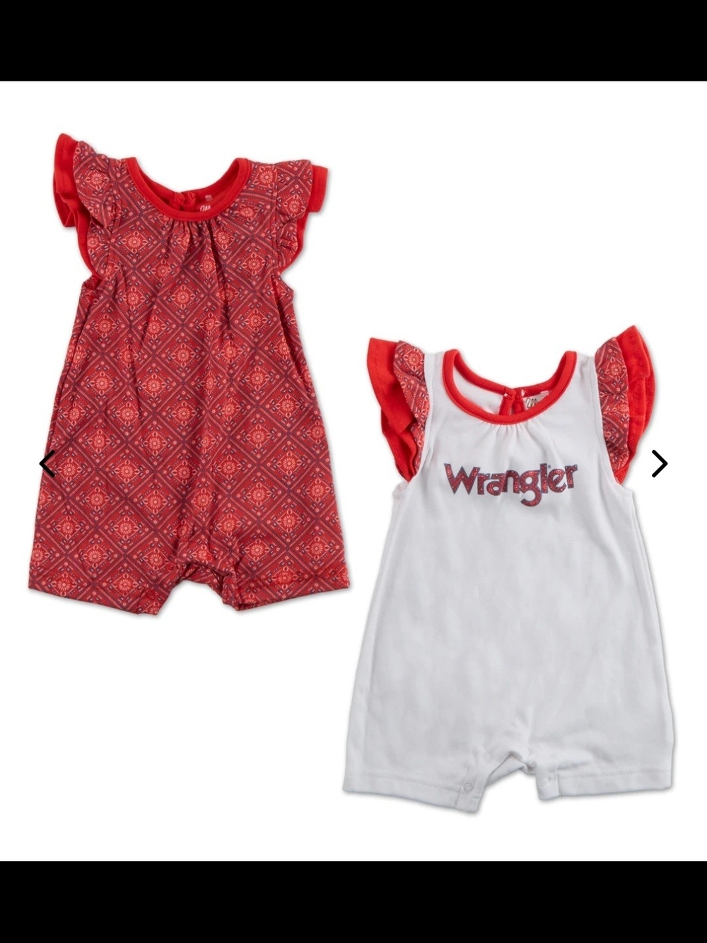 Wrangler Red & White Girls Ruffle Romper Set